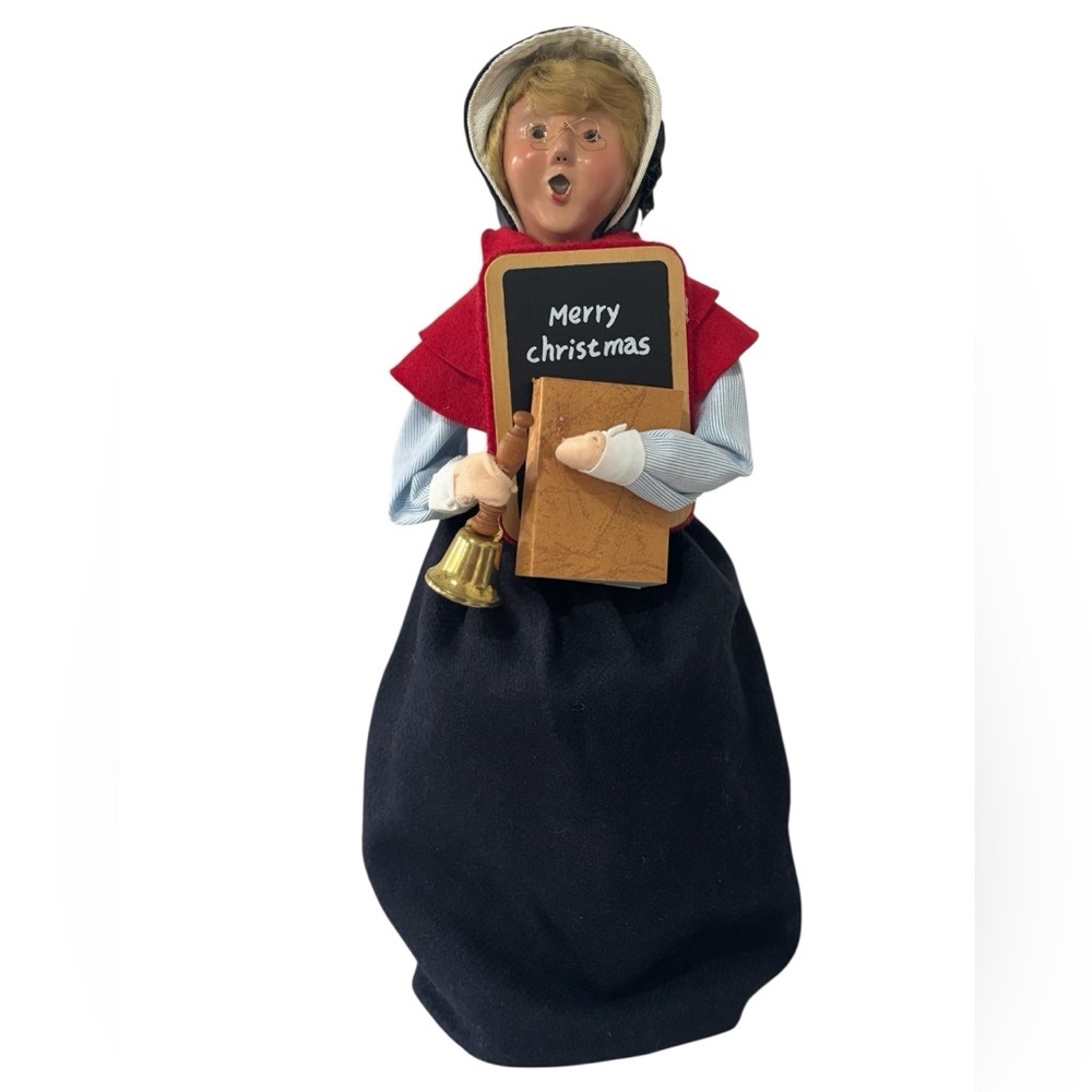 Byers Choice Carolers Blonde School Teacher w/ Bell, Chalkboard, Book 2003